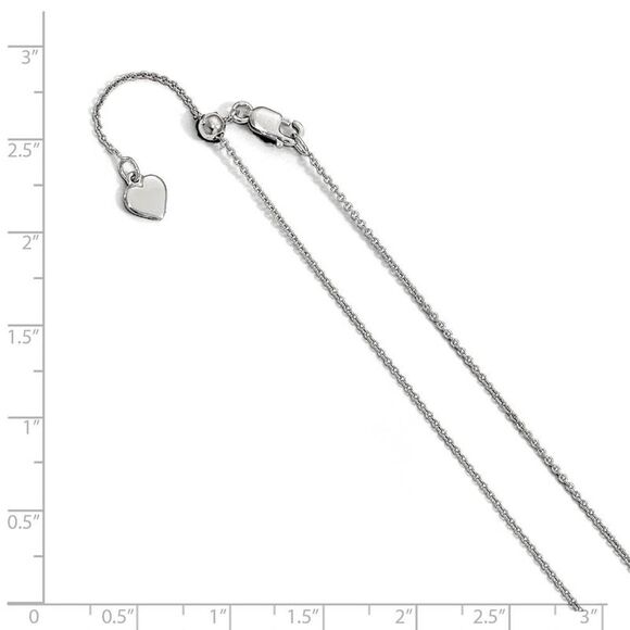 1mm Rhodium Plated Sterling Silver Adj. Rolo Chain Necklace, 22 Inch - Picture 2 of 5